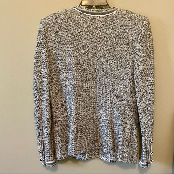 St. John Collection Marie Gray Blazer Jacket Gray Metallic Silver Accent Size 12 - Picture 5 of 7